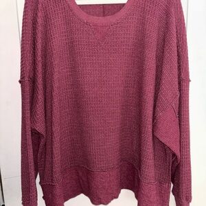 American Eagle Outfitters Burgundy Waffle Knit Sweater
